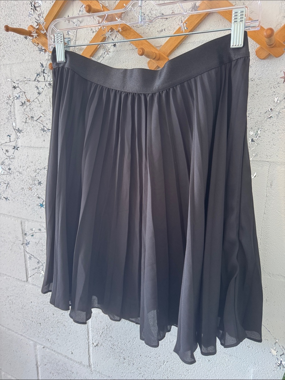 Sheer Black chiffon pleated mini skirt